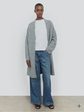 440me-Alpaca Long Sleeve Open Front Cardigan